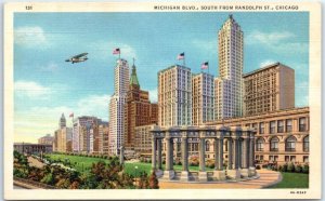 Postcard - Michigan Blvd., South From Randolph St. - Chicago, Illinois