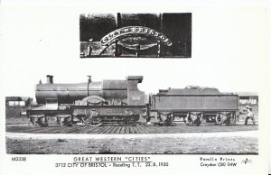 Railway Postcard - Great Western Train 3712 City of Bristol - Reading T.T - U564