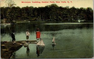Vtg 1910s Miniature Yachting Yachts On Lake Central Park New York NY Postcard
