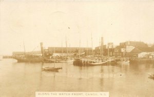 Canso Nova Scotia Canada 1930s RPPC Real Photo Postcard Boats Along Waterfront