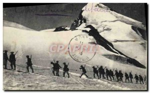 Old Postcard Militaria Alpine Hunters on a glacier