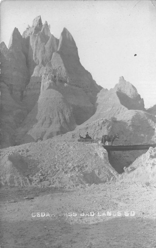 RPPC Cedar Pass, Bad Lands, South Dakota Carriage 1910s McNamara's Antique Photo