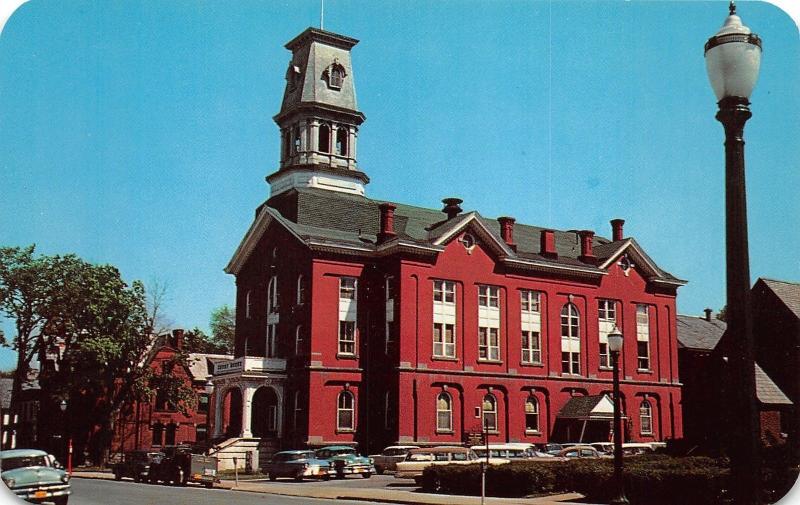 Herkimer New York~Herkimer County Court House on Main Street~50s Cars~Lamppost