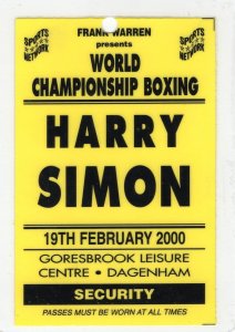 Harry Simon Namibian Boxer 2000 Security Rare Boxing Press Pass