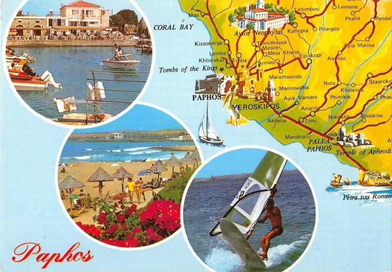 B96360 paphos map cartes geographiques cyprus