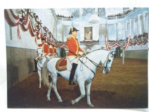 White Horse at Spanish Riding School with Uniformed Vienna Rider VTG Postcard