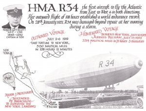 HMA R34 First Aircraft To Fly Atlantic World Record Airship Postcard