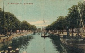 Netherlands Leeuwarden Willemskade Vintage Postcard 07.52