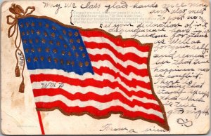 Vintage Postcard Patriotic American Flag PM Bill Laurel NC Mars Hill NC JV12