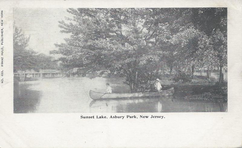 Sunset Lake, Asbury Park, New Jersey, Very Early Postcard, Unused