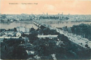 c1910 Postcard Warsaw & General view of Prague Poland Bridge Unposted Nice