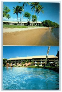 c1960's Molokai Shores Condominium Resort Pool Scene Molokai Hawaii HI Postcard