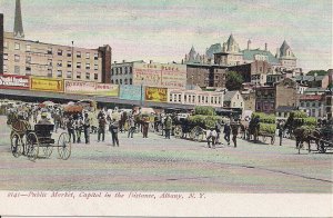 Albany NY, Public Market, Horse & Wagon, Signs, Capitol, Pre 1907