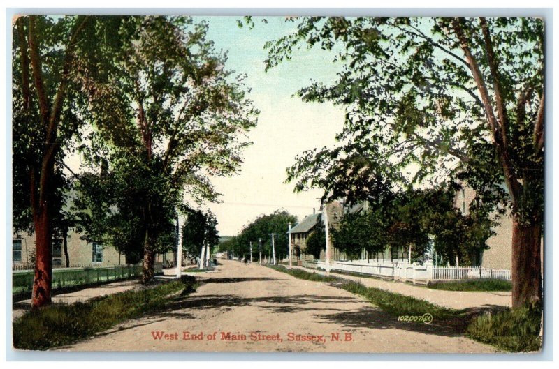 1911 West End of Main Street New Brunswick Canada Posted Antique Postcard