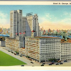 1938 Brooklyn, New York City, N.Y. Hotel St. George Birds Eye Bridges Linen A228