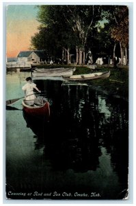 1912 Woman Canoeing At Rod And Gun Club Omaha Nebraska NE Posted Boats Postcard