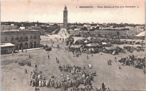 Morocco Marrakech Djemaa-el-Fna Square and the Koutoubia Vintage Postcard 09.02