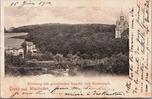 Germany Gruss aus Wiesbaden Neroberg mit Griechischer Kapelle Postcard C118