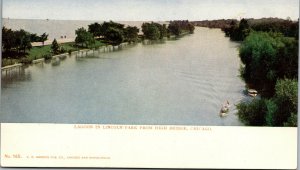 Vtg 1900s Lagoon in Lincoln Park from High Bridge Chicago Illinois IL Postcard