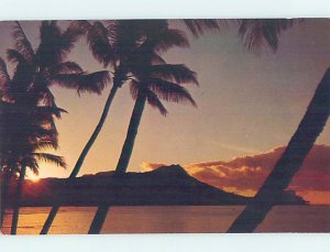 Pre-1980 SUNSET SCENE Diamond Head - Honolulu Hawaii HI AD3284