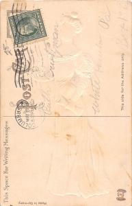 C96/ STATE GIRL POSTCARD 1909 Columbus Ohio Girl Famring Plow Embossed 