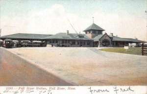 TROLLEY DEPOT FALL RIVER STATION FALL RIVER MASSACHUSETTS POSTCARD 1909