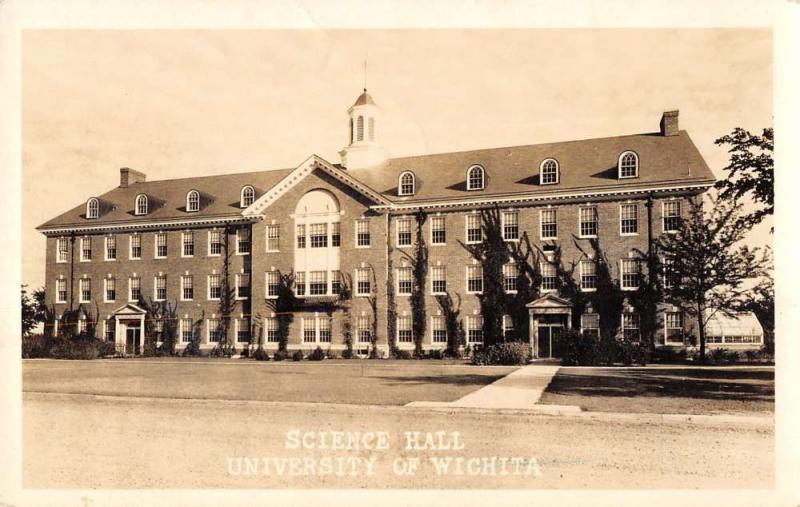 Wichita Kansas University Science Hall Real Photo Antique Postcard K29613