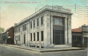 Postcard 1910 Illinois Geneseo Central Trust Savings Bank hand colored IL24-3421