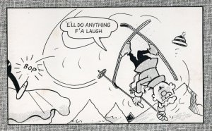 Andy Capp Kicks Flo While Skiing Old Holiday Comic Postcard