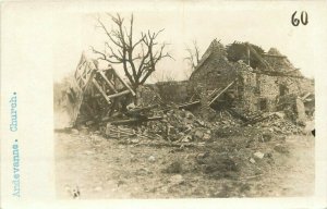 Adevanne Church C-1918 RPPC Photo Postcard WW1 France Military ruins 20-7752