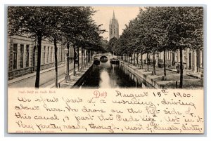 Old Delft and Old Church Holland Netherlands UNP UDB Postcard S17