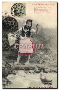 Old Postcard Fun Children's Doll traveler