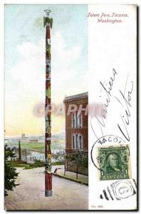 Old Postcard Totem Pole Tacoma Washington Folklore