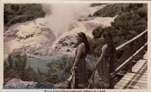 Postcard RPPC Maori Guides Whakarewarewa Rotorua New Zealand