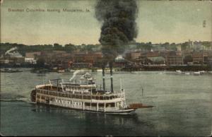 Muscatine IA Steamer Ship Columbia Used 1908 Postcard