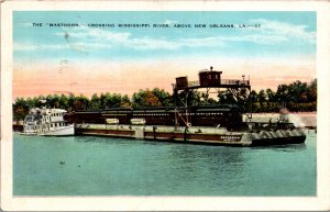 Postcard The Mastodon Crossing Mississippi River above New Orleans, Louisiana