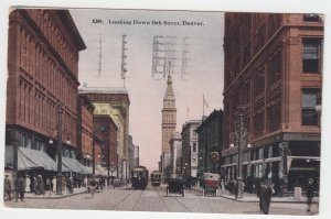 P2355,  1917 postcard trollies people etc 16th street view denver colorado