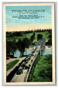 Vintage 1920's Postcard Alford's Steel Bridge Savannah River Hartwell Georgia