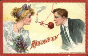 Halloween Brundage? Beautiful Woman & Man Play Game TUCK 174 Postcard