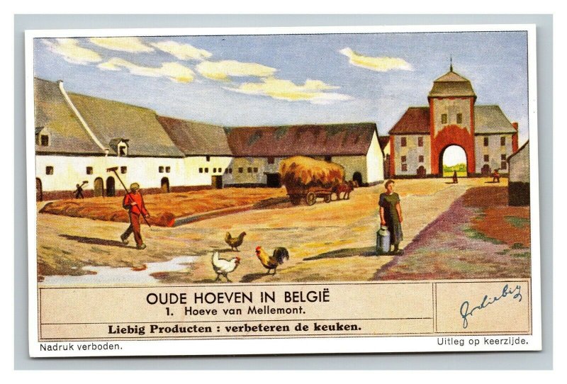 Vintage Liebig Trade Card - Dutch - 4 of The Old Houses in Belgium Set