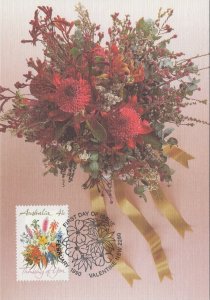 Flowers Postcard - Australia, Valentine - 1st Day of Issue Stamp RR15767