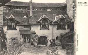 Vintage Postcard Chillon Premiere Course Castle Landmark Veytaux Switzerland