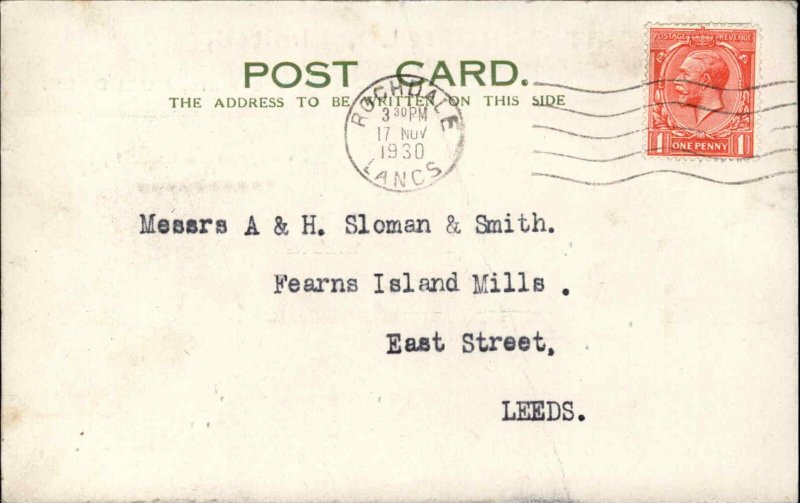 ROCHDALE GREATER MANCHESTER Robert Schofield Ltd Flannel Mfg ORDER FORM PC