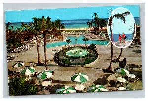 Vintage 1960's Advertising Postcard Holiday Inn Pool & Ocean Grand Bahama Island