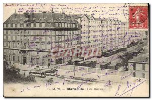 Old Postcard Marseille Les Docks Train Trams