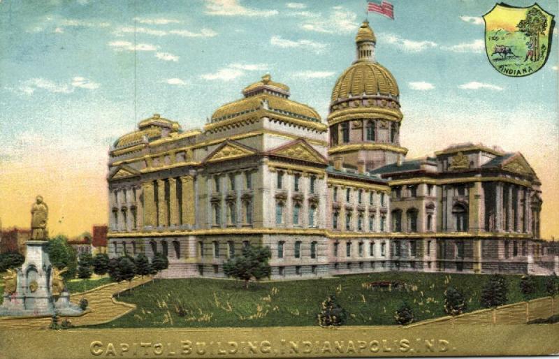 Indianapolis, Indiana, Capitol Building, Coat of Arms (1910s) Gold Embossed