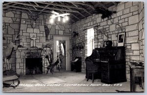 K17/ Inspiration Point Arkansas RPPC Postcard c1950s Trophy Room Castle 106