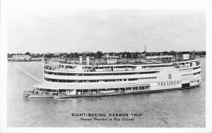 1940s Sightseeing Harbor Trip Steamer RPPC Photo Postcard 7146