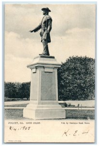 1905 Louis Joliet Monument Statue Joliet Illinois IL Antique Tuck's Postcard