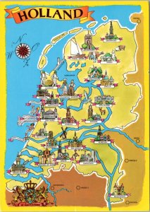 Postcard Map Netherlands - Holland